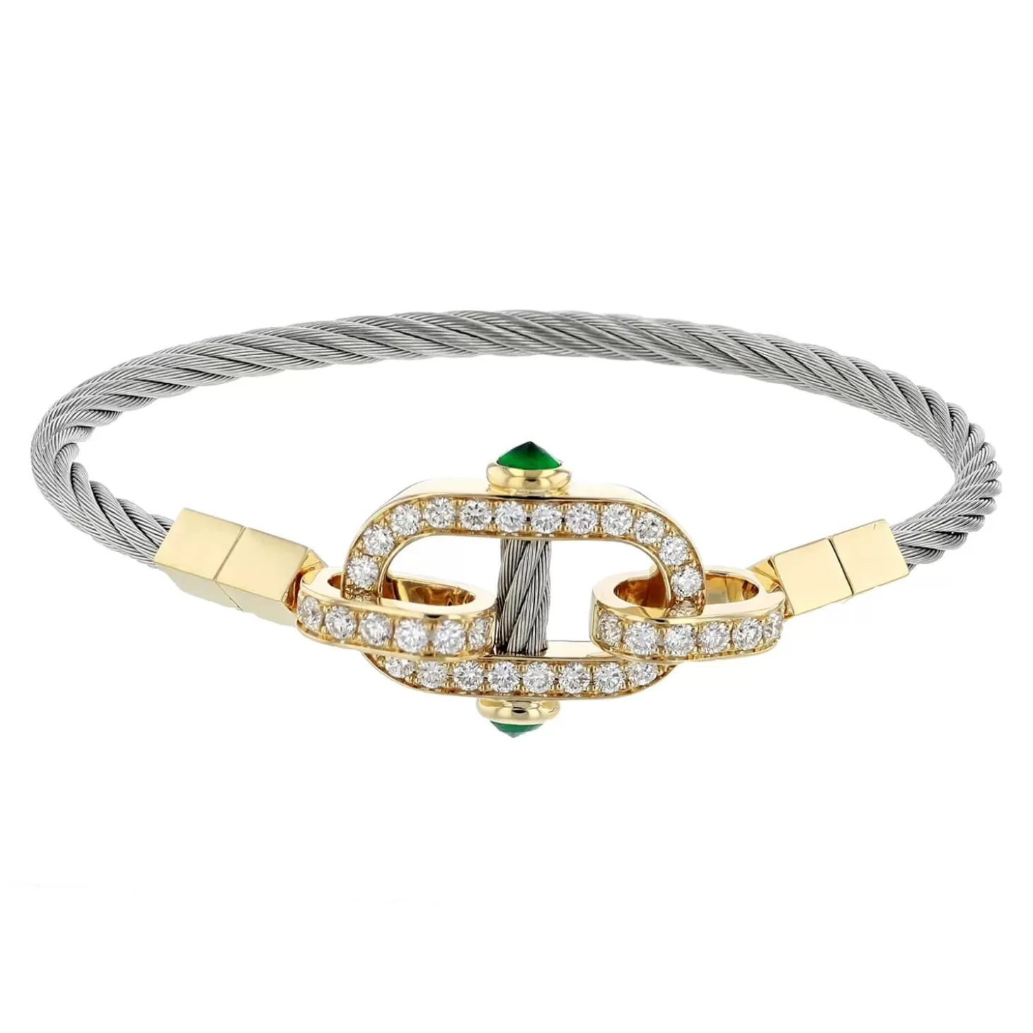 Charriol Bracelets | Bracelets<St Tropez® Mariner Bangle 18KT Emeralds Steel