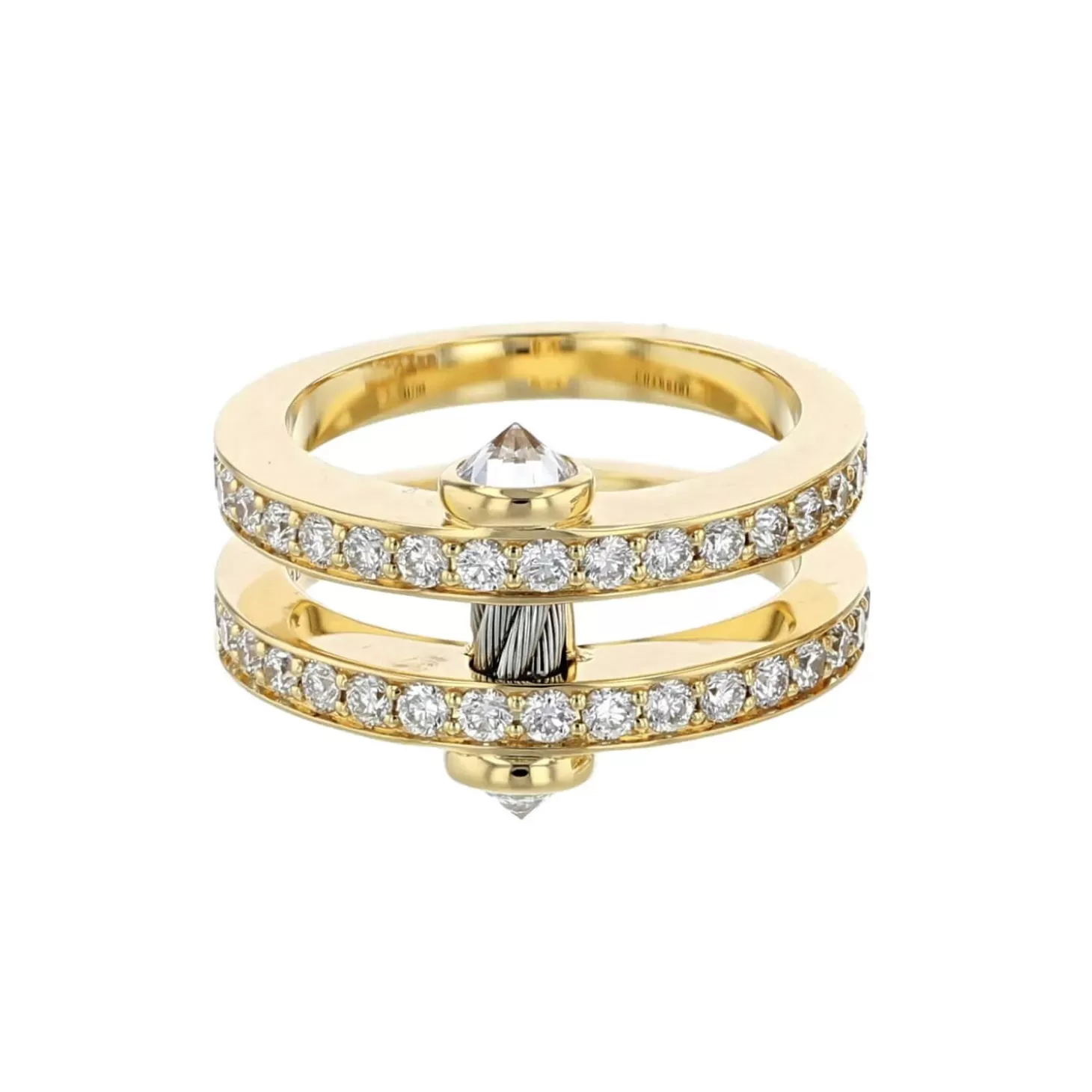 Charriol Rings | Rings<St Tropez® Mariner Ring 18KT Diamonds Steel